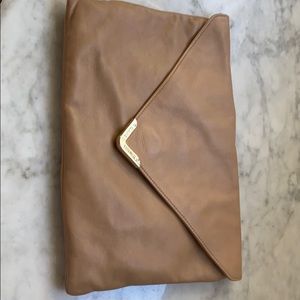 Elaine Turner envelope nude leather clutch